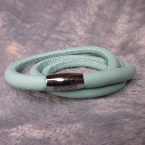 Endless Triple Mint Leather Bracelet Silver Clasp By JLO 7 inch NEW A32